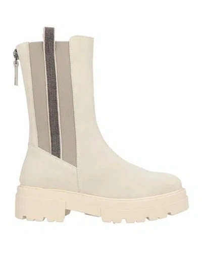 Fabiana Filippi Woman Ankle Boots Ivory Size 7 Leather In White