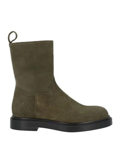 Fabiana Filippi Woman Ankle Boots Military Green Size 7 Leather
