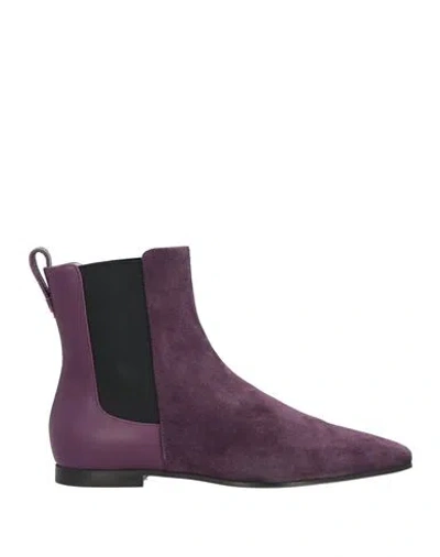 Fabiana Filippi Woman Ankle Boots Purple Size 8 Leather