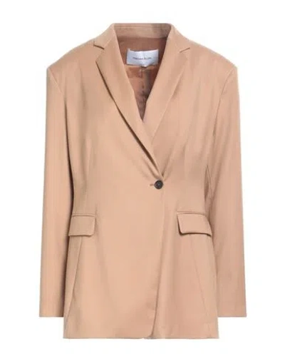 Fabiana Filippi Woman Blazer Beige Size 6 Merino Wool, Polyamide, Elastane