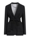 Fabiana Filippi Woman Blazer Black Size 10 Linen, Cotton In Black
