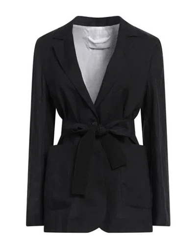 Fabiana Filippi Woman Blazer Black Size 10 Linen, Cotton