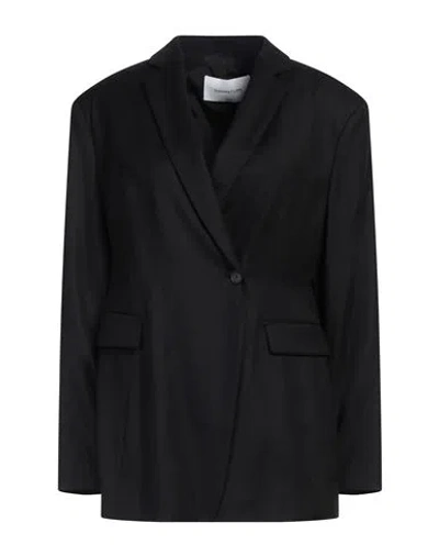 Fabiana Filippi Woman Blazer Black Size 8 Merino Wool, Polyamide, Elastane In Black