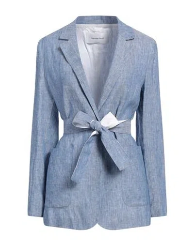 FABIANA FILIPPI FABIANA FILIPPI WOMAN BLAZER BLUE SIZE 12 LINEN, COTTON