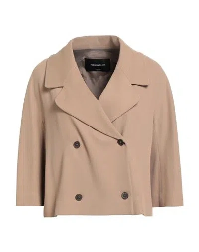 Fabiana Filippi Woman Blazer Camel Size 6 Viscose, Lyocell, Virgin Wool, Elastane In Sand