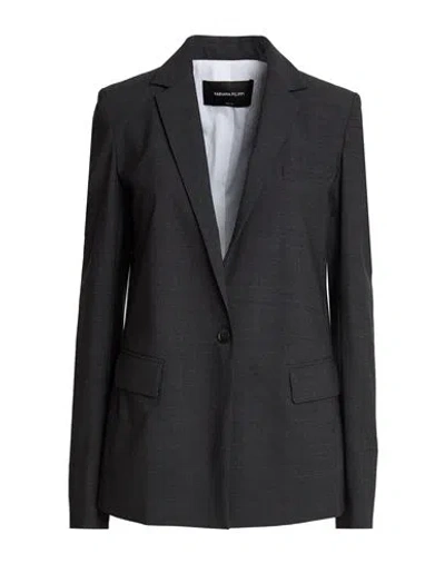 Fabiana Filippi Woman Blazer Charcoal Size 8 Virgin Wool, Polyamide, Elastane In Black