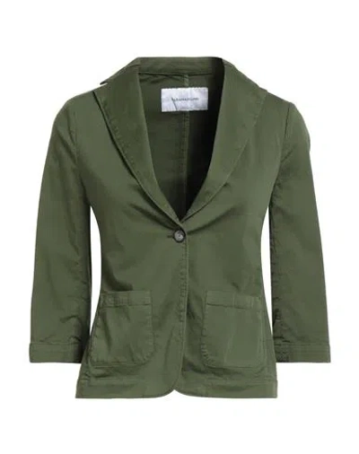Fabiana Filippi Woman Blazer Green Size 0 Cotton, Elastane, Ecobrass