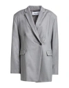 Fabiana Filippi Woman Blazer Grey Size 10 Merino Wool, Polyamide, Elastane