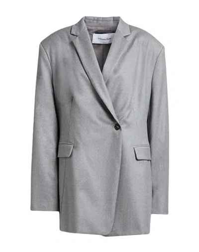 Fabiana Filippi Woman Blazer Grey Size 10 Merino Wool, Polyamide, Elastane In Gray