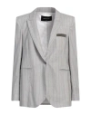 Fabiana Filippi Woman Blazer Grey Size 10 Virgin Wool In Grey