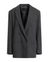 Fabiana Filippi Woman Blazer Grey Size 8 Virgin Wool In Black