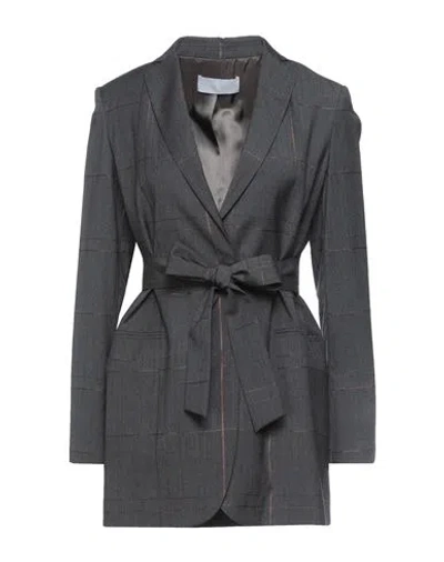 Fabiana Filippi Woman Blazer Lead Size 10 Virgin Wool, Viscose, Elastane, Polyester In Gray