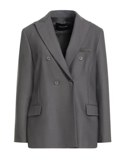 Fabiana Filippi Woman Blazer Lead Size 6 Polyester, Virgin Wool, Elastane In Gray