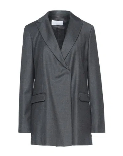 Fabiana Filippi Woman Blazer Lead Size 8 Virgin Wool, Polyamide, Elastane In Gray