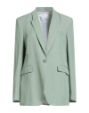 Fabiana Filippi Woman Blazer Light Green Size 12 Viscose, Linen In Green