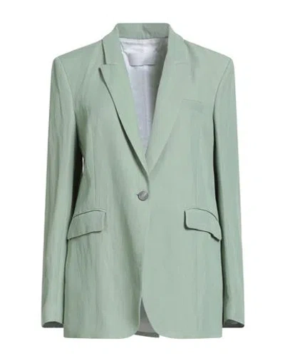Fabiana Filippi Woman Blazer Light Green Size 12 Viscose, Linen