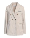 Fabiana Filippi Woman Blazer Light Grey Size 10 Cotton, Ecobrass