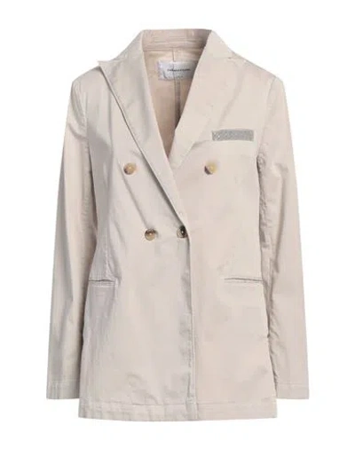 Fabiana Filippi Woman Blazer Light Grey Size 10 Cotton, Ecobrass
