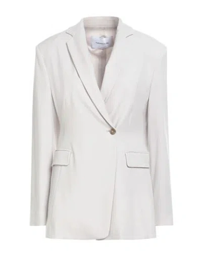 Fabiana Filippi Woman Blazer Light Grey Size 10 Merino Wool, Polyamide, Elastane