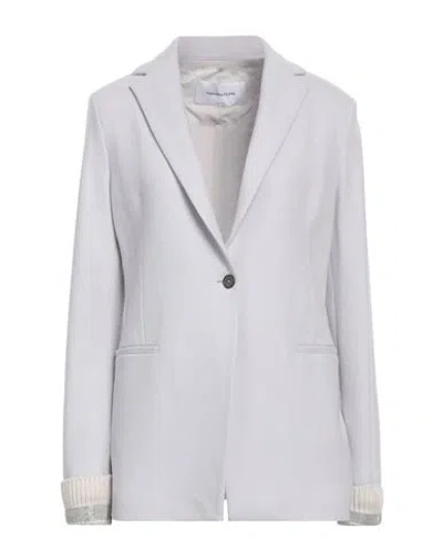 Fabiana Filippi Woman Blazer Light Grey Size 12 Virgin Wool, Polyamide, Silk, Cashmere, Ecobrass
