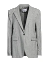 Fabiana Filippi Woman Blazer Light Grey Size 12 Merino Wool, Cashmere, Polyamide, Polyester, Elastan In Grey