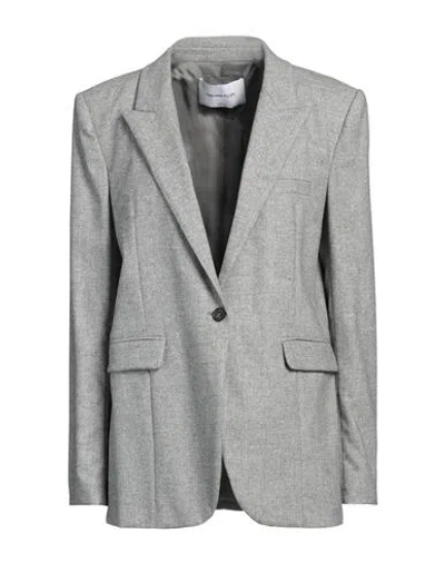 Fabiana Filippi Woman Blazer Light Grey Size 12 Merino Wool, Cashmere, Polyamide, Polyester, Elastan