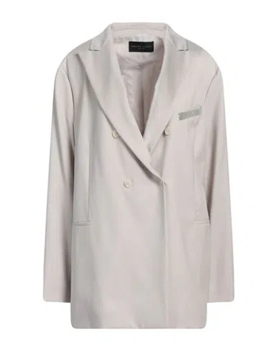 Fabiana Filippi Woman Blazer Light Grey Size 6 Virgin Wool, Cotton, Acetate, Polyester In Gray