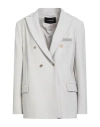 Fabiana Filippi Woman Blazer Light Grey Size 8 Polyester, Virgin Wool, Elastane In White