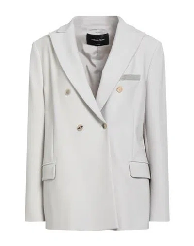 Fabiana Filippi Woman Blazer Light Grey Size 8 Polyester, Virgin Wool, Elastane In White