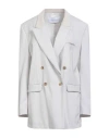 Fabiana Filippi Woman Blazer Light Grey Size 8 Virgin Wool, Cotton, Viscose, Polyester In Gray
