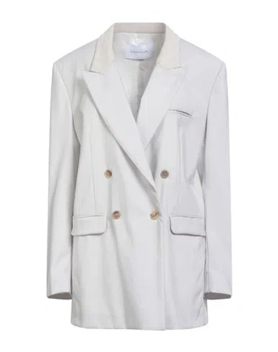 Fabiana Filippi Woman Blazer Light Grey Size 8 Virgin Wool, Cotton, Viscose, Polyester In Gray