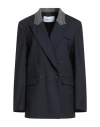 Fabiana Filippi Woman Blazer Navy Size 10 Virgin Wool, Cotton, Viscose, Polyester In Blue