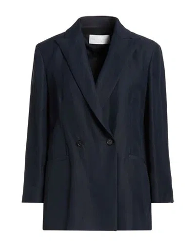 Fabiana Filippi Woman Blazer Navy Size 8 Viscose, Linen In Blue