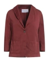 Fabiana Filippi Woman Blazer Rust Size 4 Cotton, Elastane, Ecobrass In Burgundy