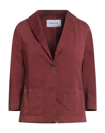 Fabiana Filippi Woman Blazer Rust Size 4 Cotton, Elastane, Ecobrass In Red