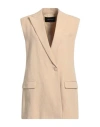 Fabiana Filippi Woman Blazer Sand Size 10 Linen, Viscose, Polyester In Beige