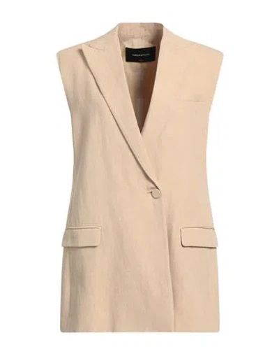 Fabiana Filippi Woman Blazer Sand Size 10 Linen, Viscose, Polyester In Beige