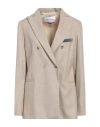Fabiana Filippi Woman Blazer Sand Size 10 Virgin Wool, Cashmere, Polyamide, Polyester, Elastane In Beige