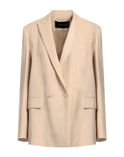 FABIANA FILIPPI FABIANA FILIPPI WOMAN BLAZER SAND SIZE 10 LINEN, VISCOSE, POLYESTER