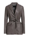 Fabiana Filippi Woman Blazer Taupe Size 6 Leather In Animal Print