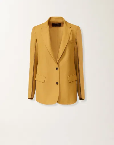 Fabiana Filippi Oversized Jacket In Fluid Linen And Viscose In Yellow