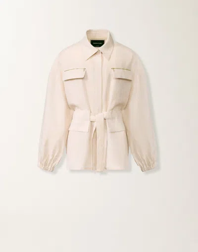 Fabiana Filippi Linen Canvas Field Jacket In Neutral