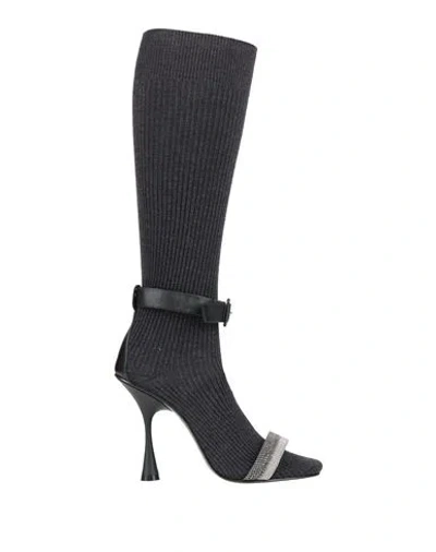 Fabiana Filippi Woman Boot Charcoal Size 6 Textile Fibers In Gray