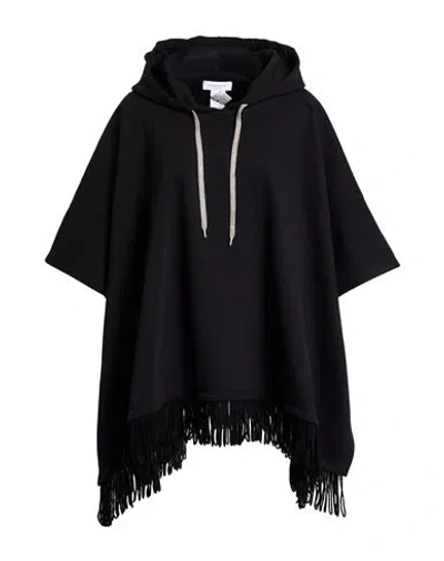 Fabiana Filippi Woman Cape Black Size Onesize Cotton, Virgin Wool, Silk, Ecobrass
