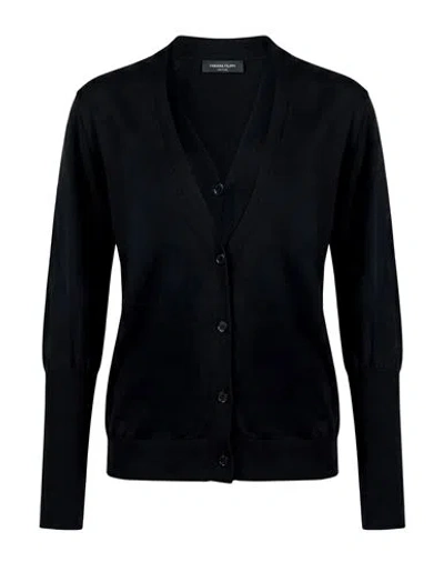 Fabiana Filippi Woman Cardigan Black Size 10 Silk, Cotton