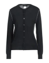 Fabiana Filippi Woman Cardigan Black Size 10 Virgin Wool, Viscose, Metallic Fiber