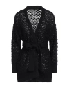 Fabiana Filippi Woman Cardigan Black Size 10 Wool, Alpaca Wool, Polyamide, Silk, Cashmere