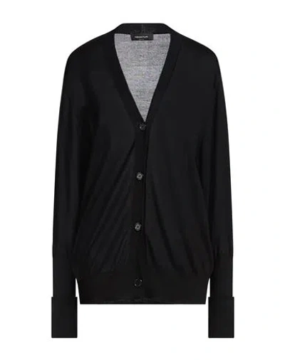 Fabiana Filippi Woman Cardigan Black Size 8 Cashmere, Silk