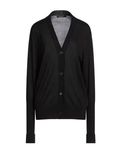 Fabiana Filippi Woman Cardigan Black Size 8 Wool, Silk