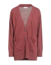 Fabiana Filippi Woman Cardigan Brick Size 4 Cotton, Ecobrass In Brown